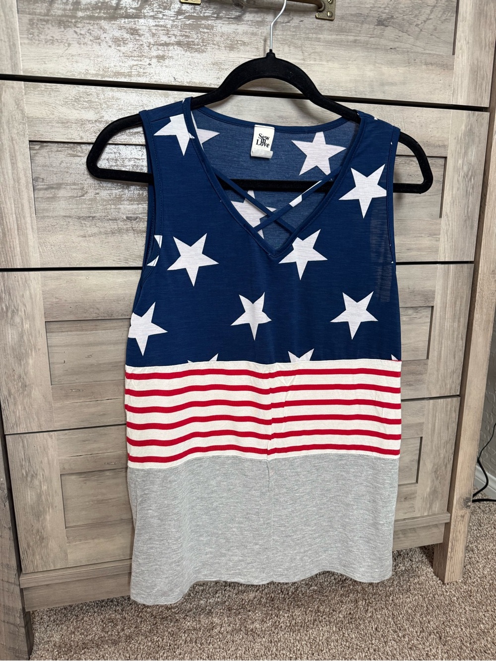 Women's Navy Star & Stripe Sleeveless Tank